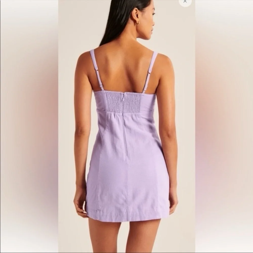 Abercrombie Corset Seamed Linen Blend Mini Dress Lavender Purple Size Small - Picture 4 of 10